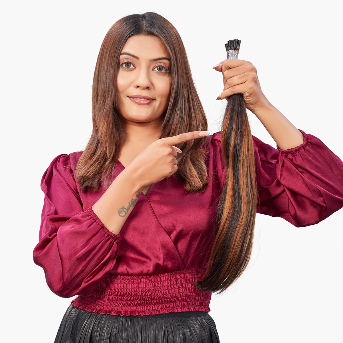 I-tip Hair Extension |Natural Black/LIGHT Brown | 1b/4 | Ewa Hair