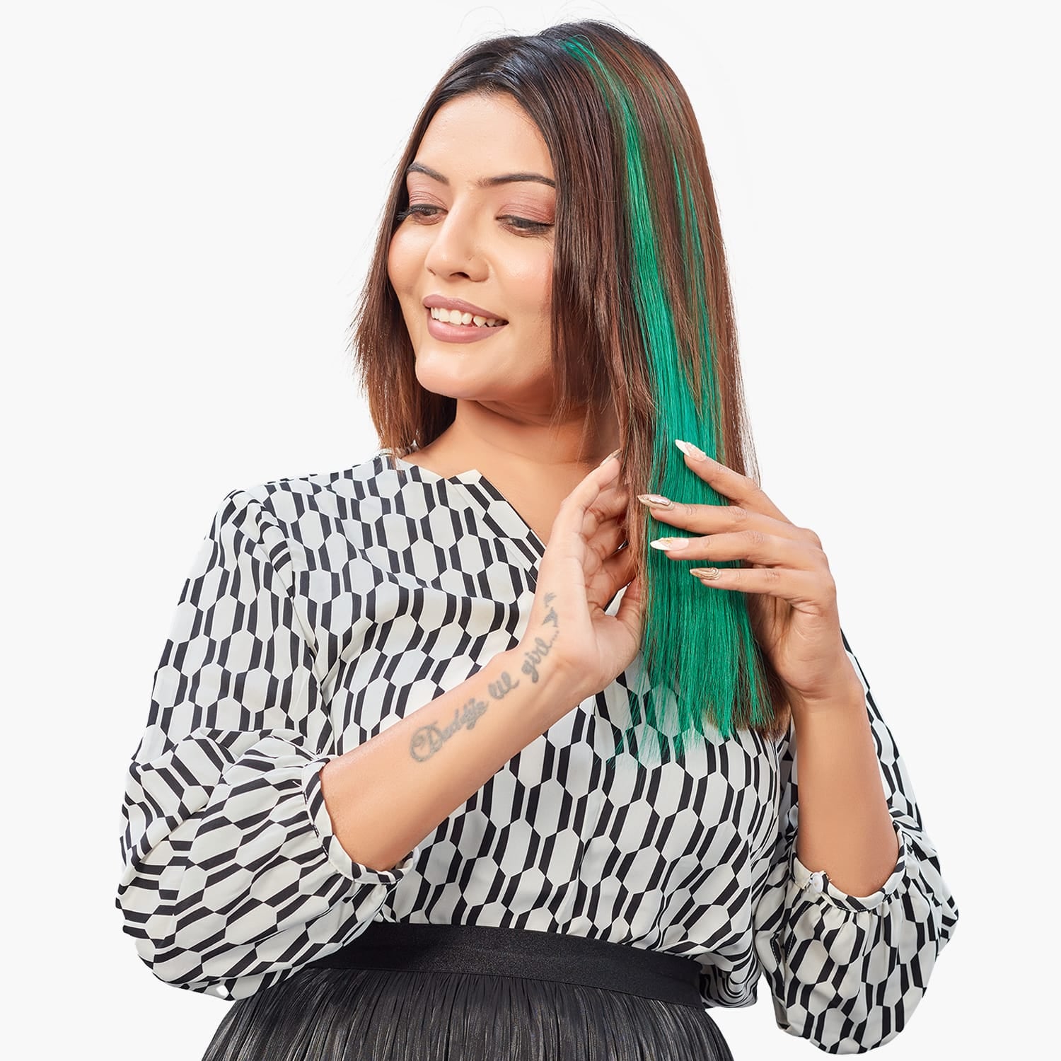 Emerald Green | Clip-in Hair Streaks | Ewa Hair