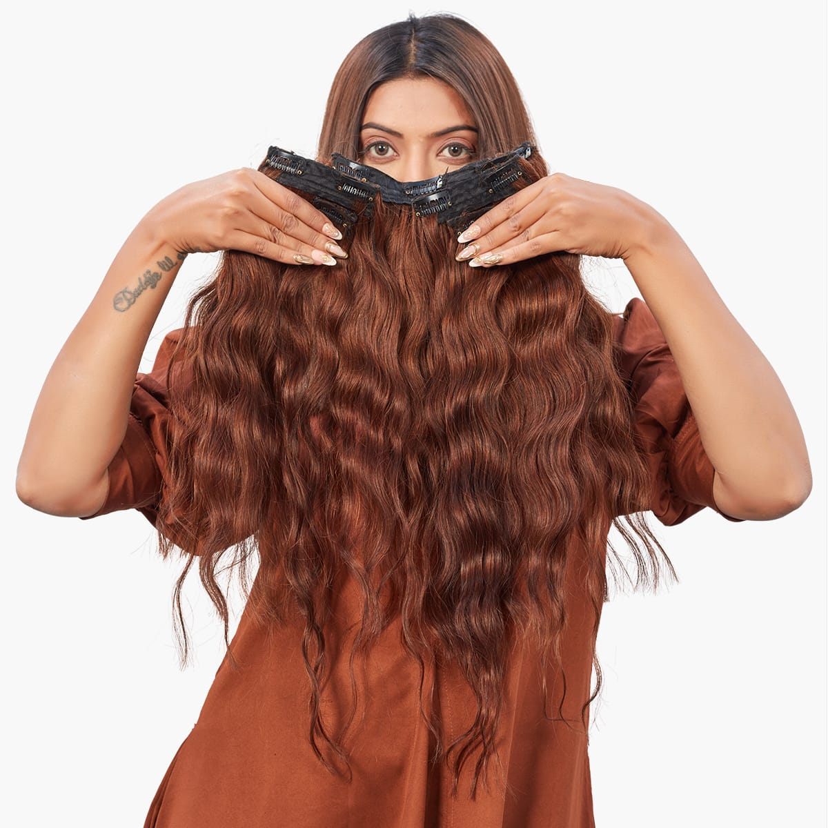 Classic | 7 Set Clip-In Extensions | Wavy | Brown | Ewa Hair