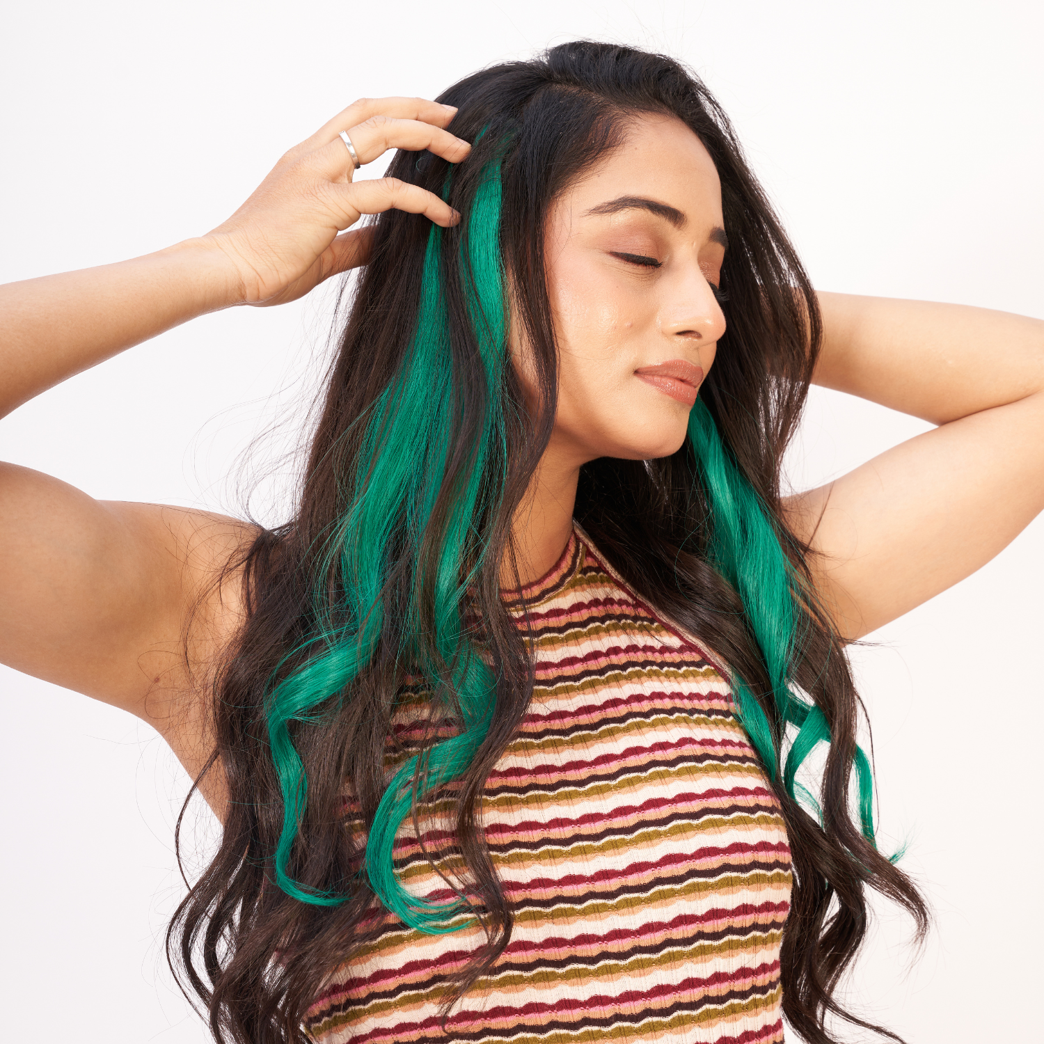 Emerald Green | Clip-in Hair Streaks | Ewa Hair