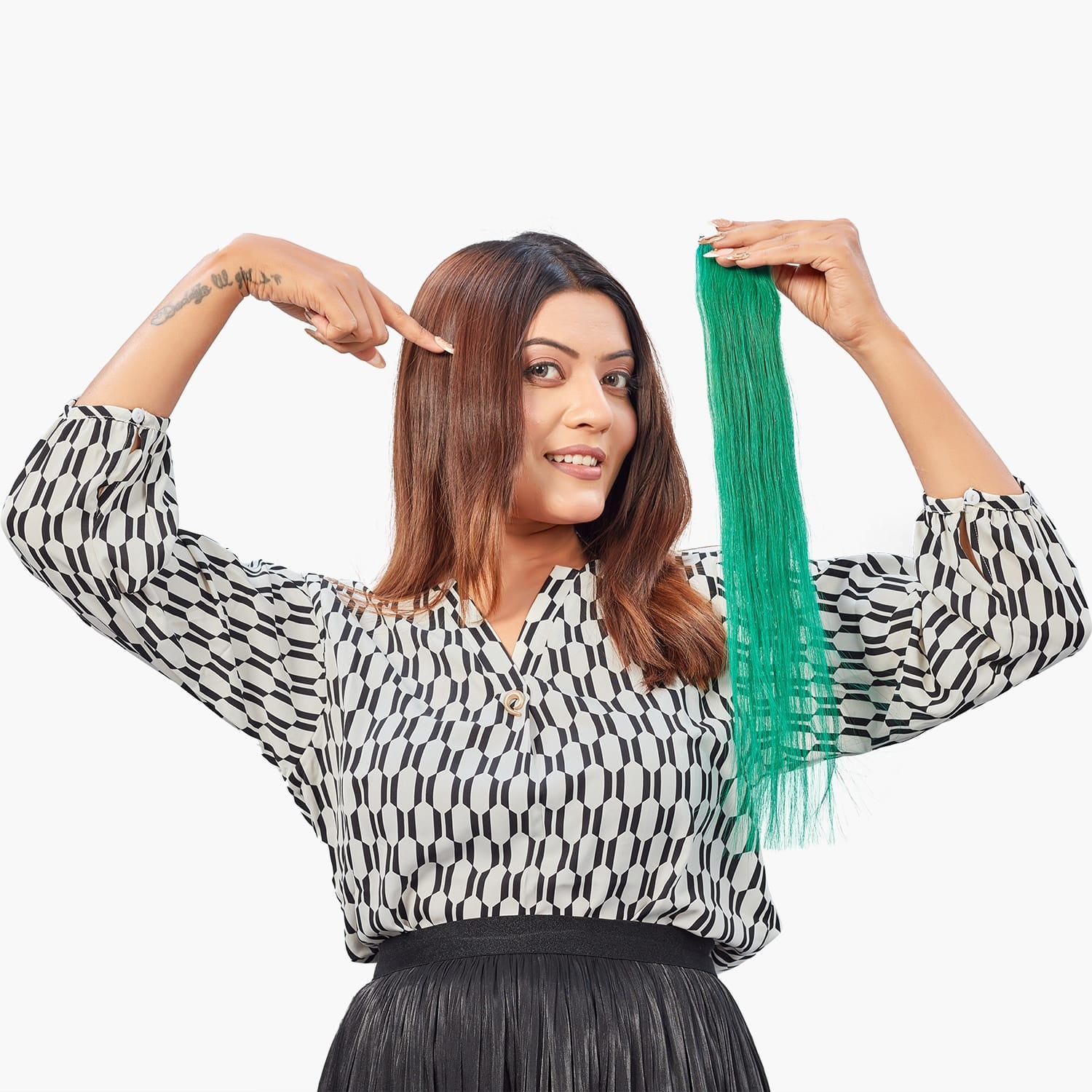 Emerald Green | Clip-in Hair Streaks | Ewa Hair