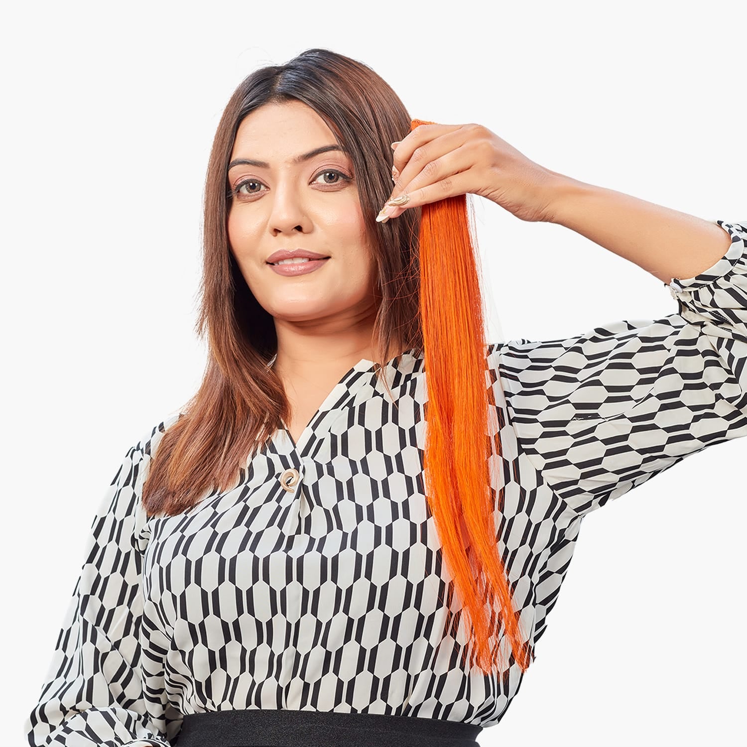 Metalic Orange |Clip-in Hair Streaks | Ewa Hair