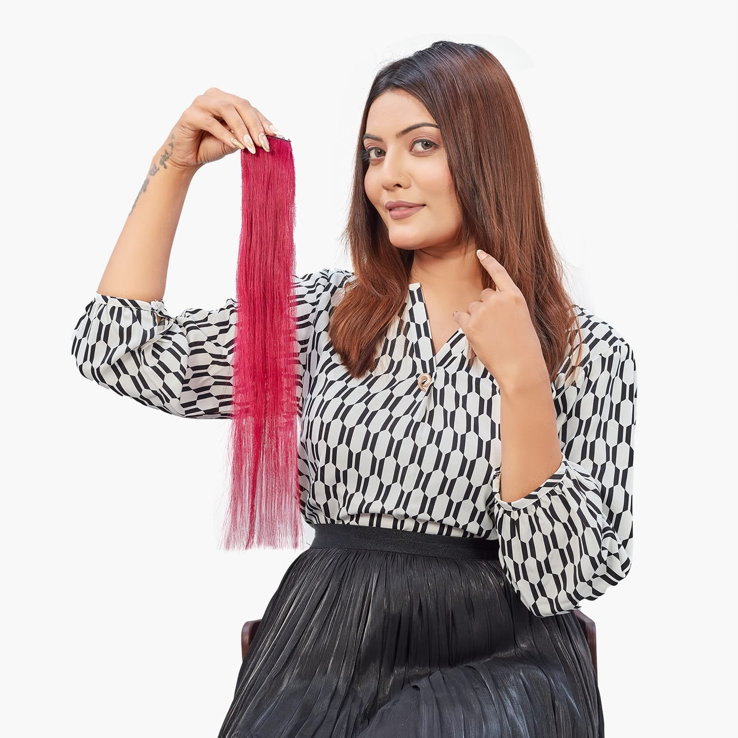 Ruby Pink | Clip-in Hair Streaks | Ewa Hair